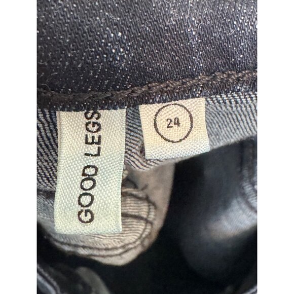 Good American Good Legs Two-Tone Denim Pants Womens Size 24 Blue Black Stretch U - Picture 4 of 7